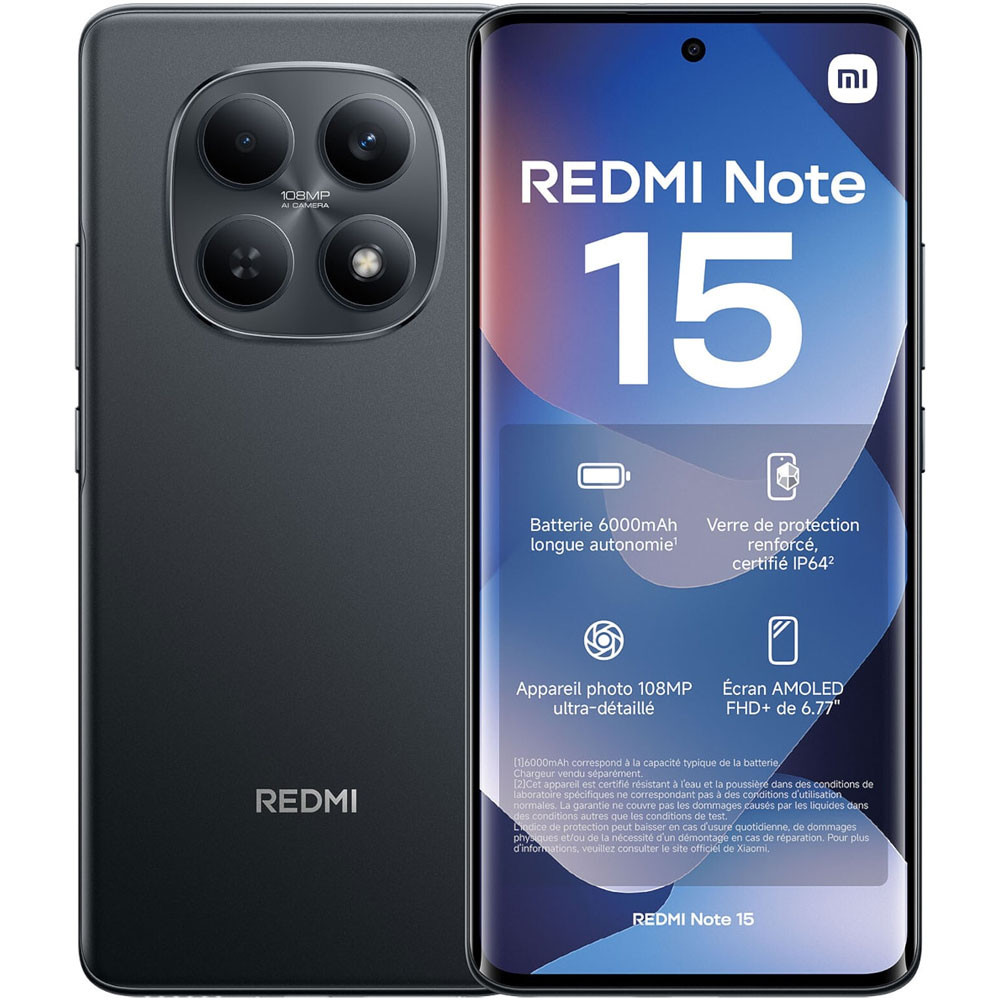 گوشی موبایل شیائومی مدل Redmi Note 15 ظرفیت 256 گیگابایت رم 8 گیگابایت - مشکی